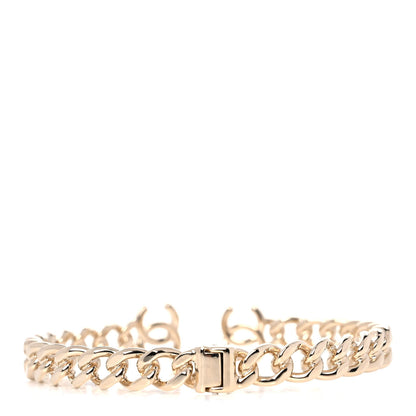 Chanel Metal CC Chain Link Choker Necklace S Gold 3 of 5