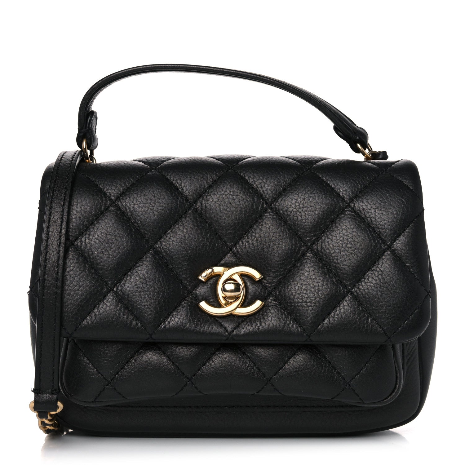 Chanel Calfskin Quilted Top Handle Flap Black 1 of 10