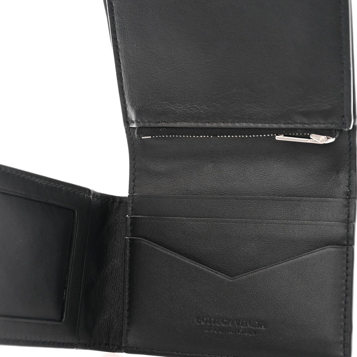 Nappa Maxi Intrecciato Tri-Fold Wallet Black