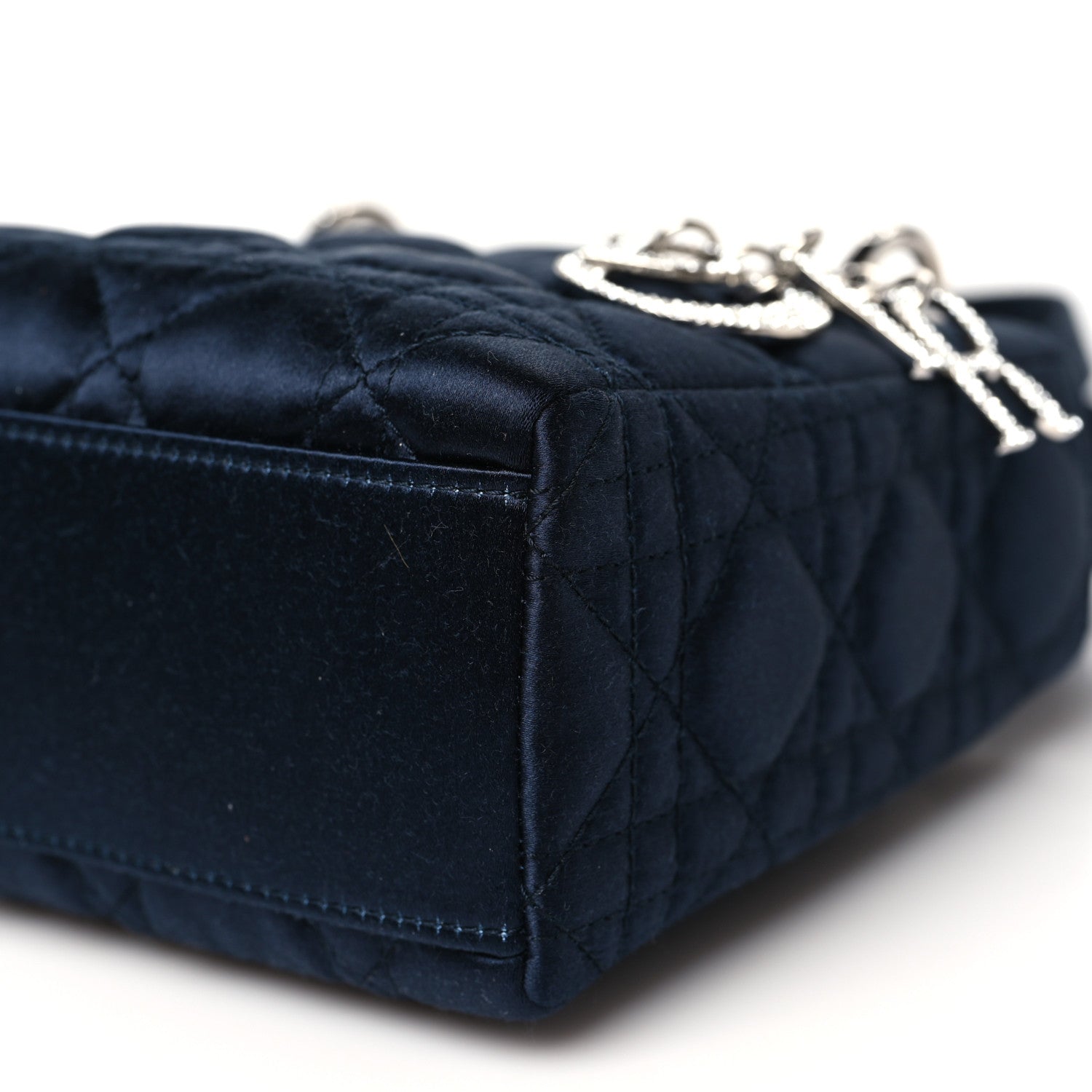 Christian Dior Satin Crystal Cannage Mini Lady Dior Navy 1706361