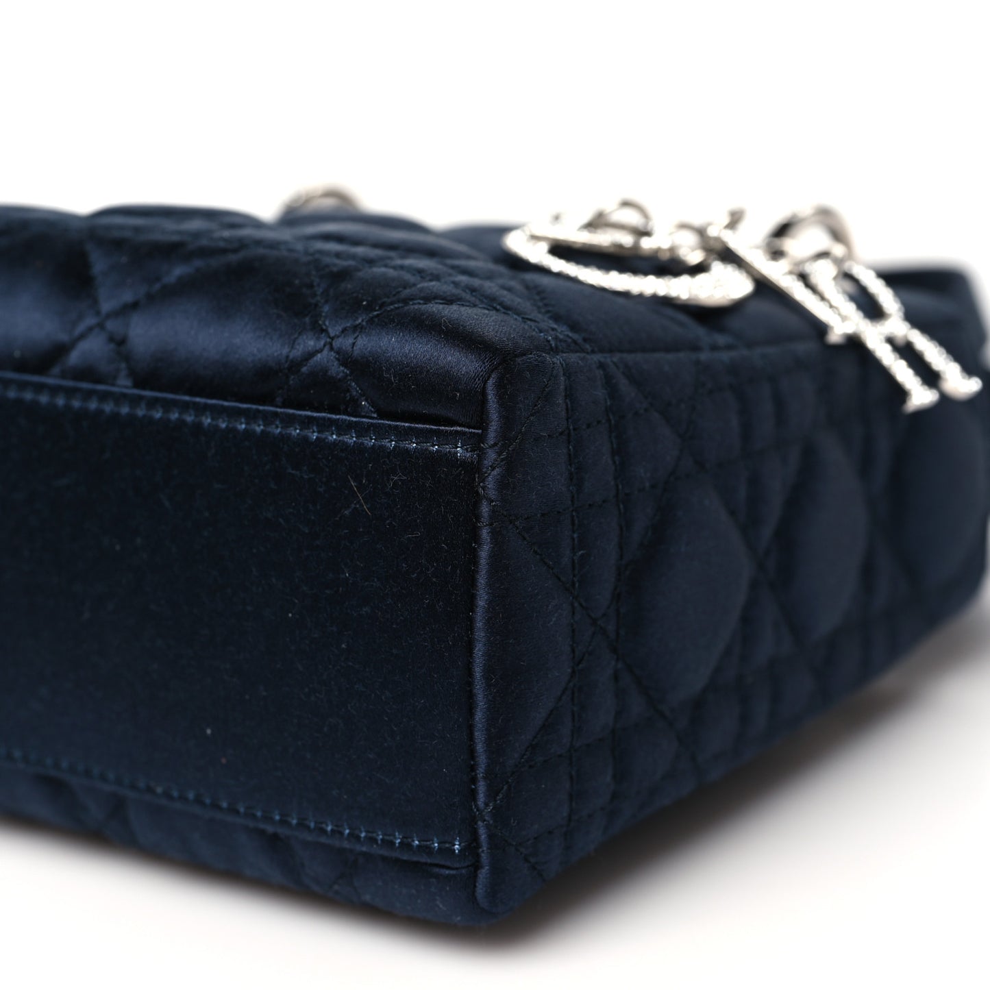 Satin Crystal Cannage Mini Lady Dior Navy