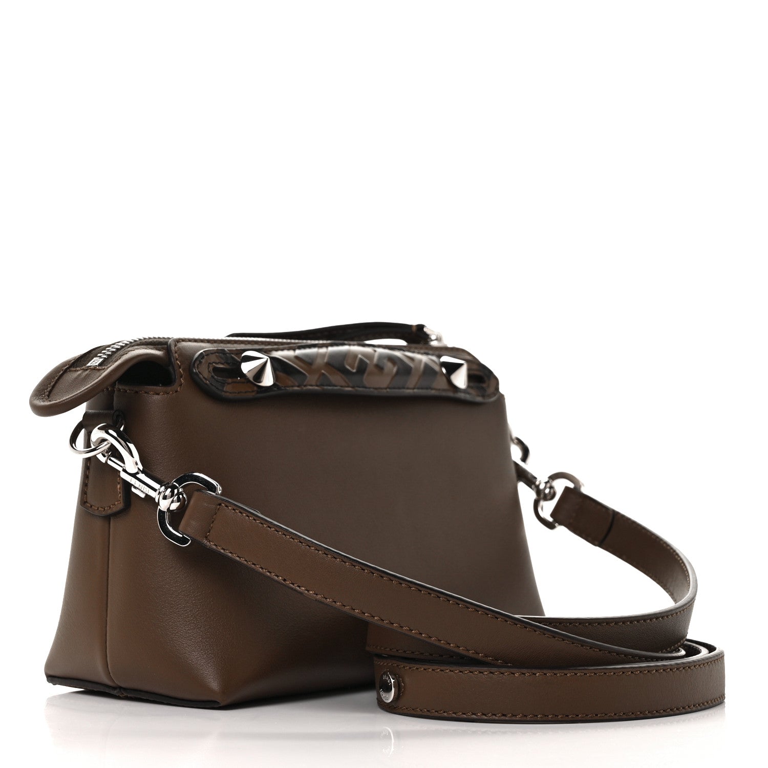 Fendi Vitello Dolce Bi-Color FF 1974 Embossed Mini By The Way Boston Bag Maya Black 2 of 7
