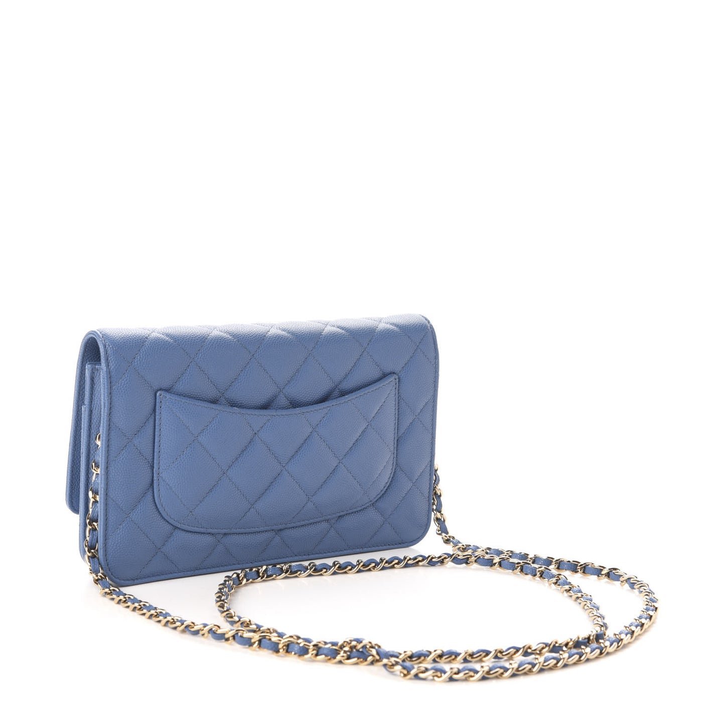 Caviar Quilted Wallet On Chain WOC Blue