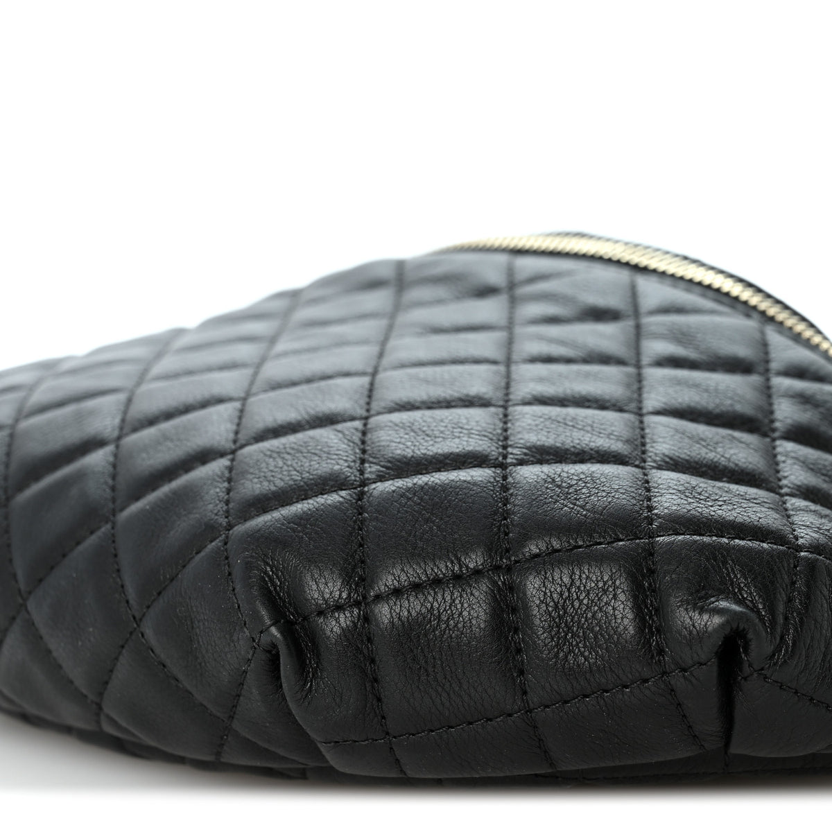 Calfskin Quilted Banane Waist Bag Fanny Pack Black