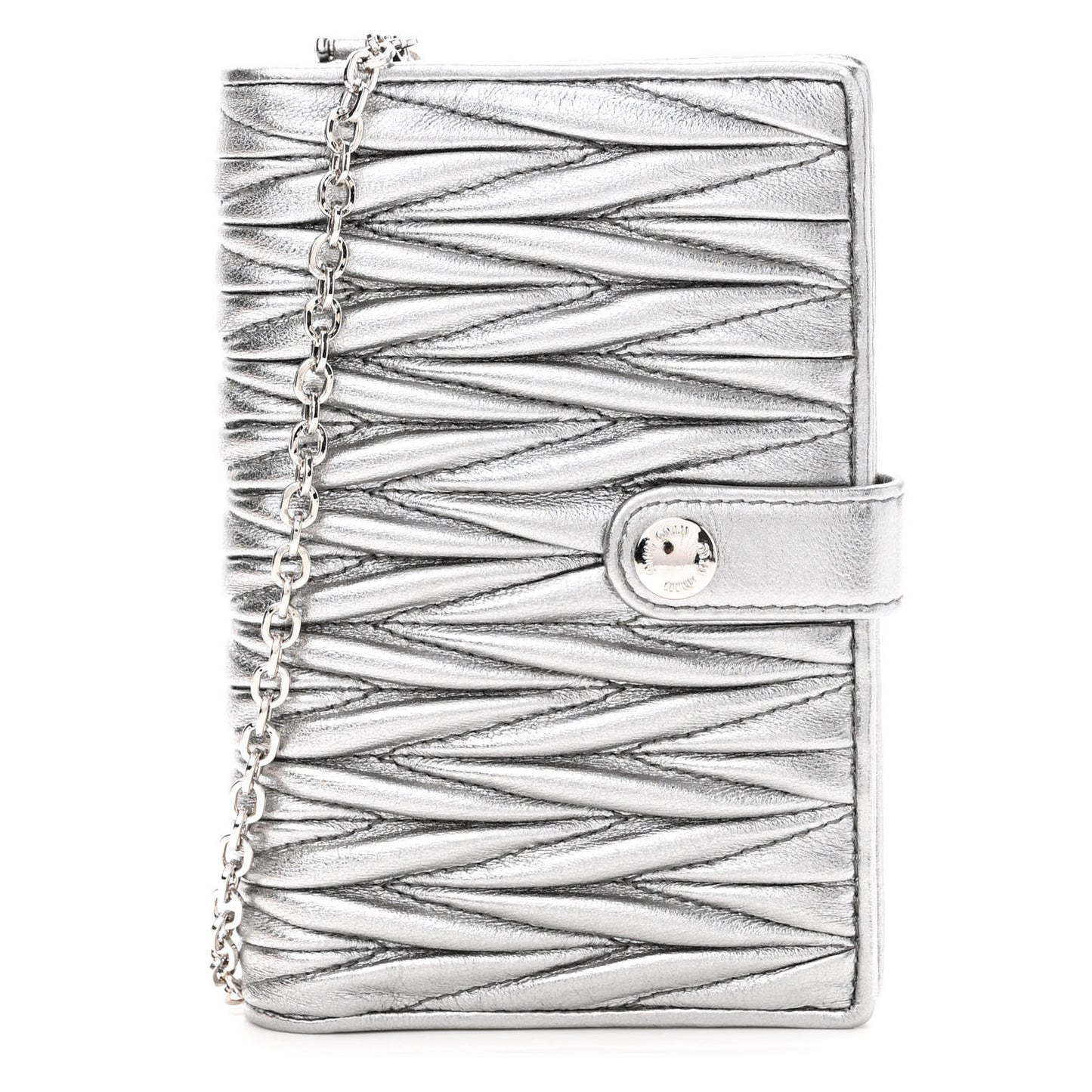 Metallic Nappa Matelasse Chain Card Holder Cromo