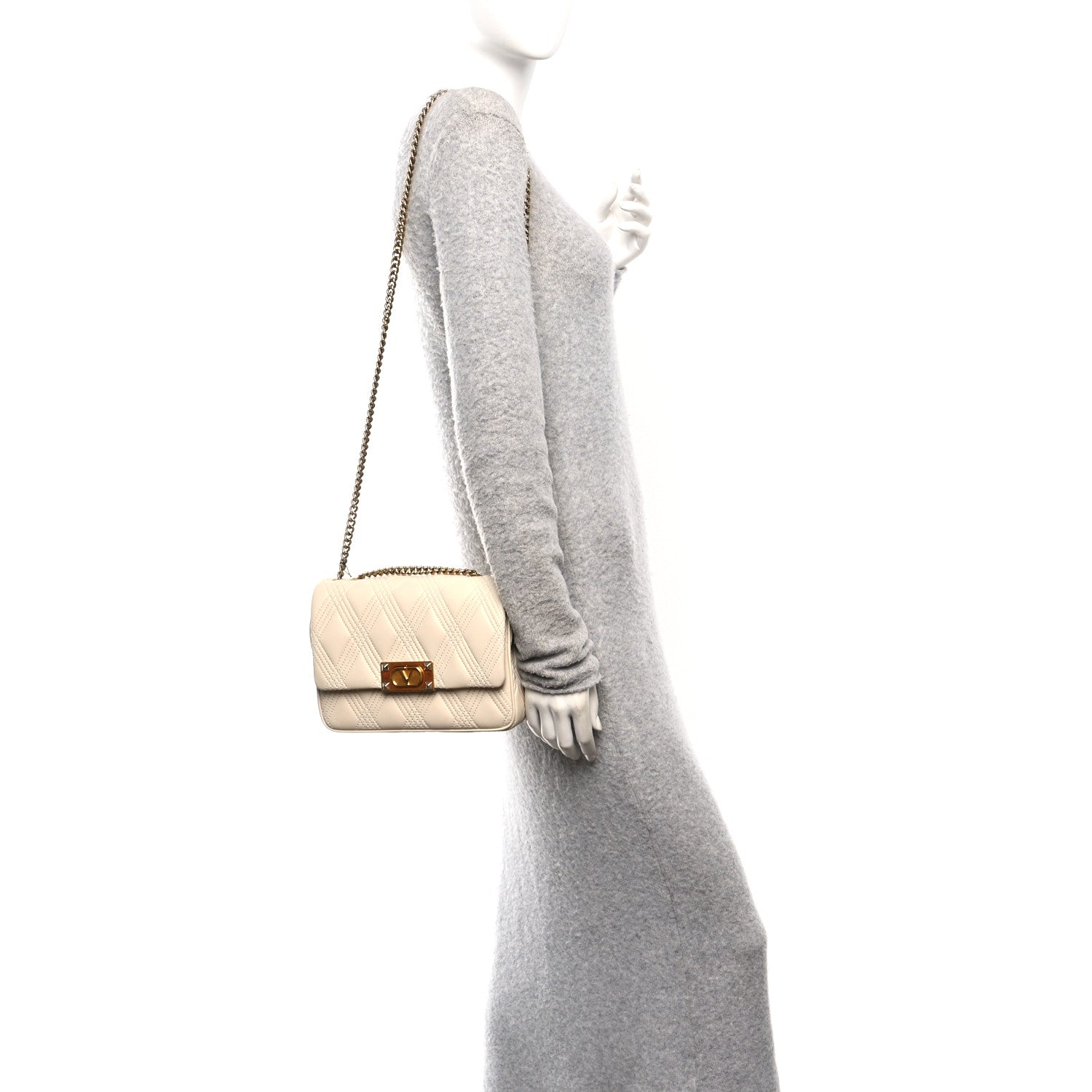 Valentino Garavani Nappa Quiltie 67 Medium Shoulder Bag Ivory 2 of 9