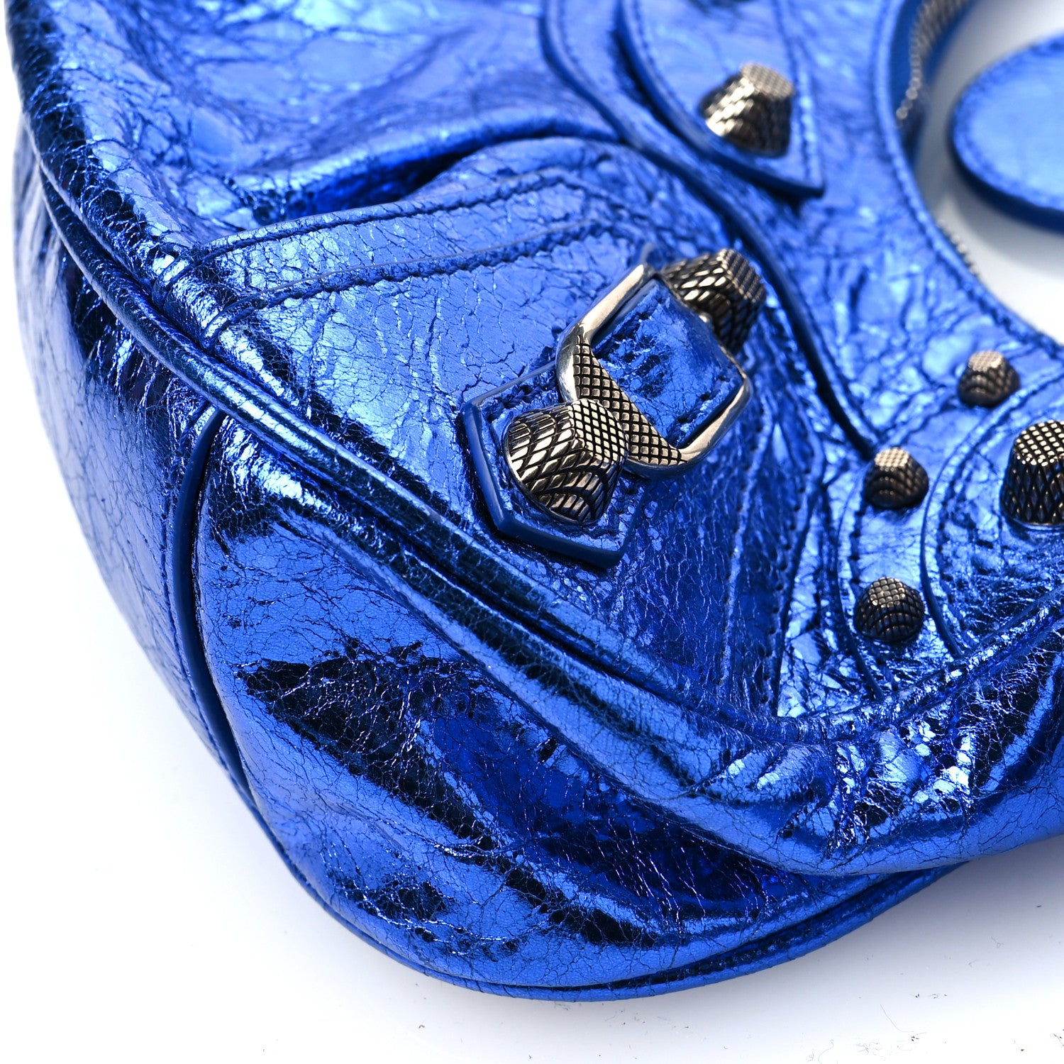 Balenciaga Metallic Arena Agneau Le Cagole Shoulder Bag XS Blue 10 of 10