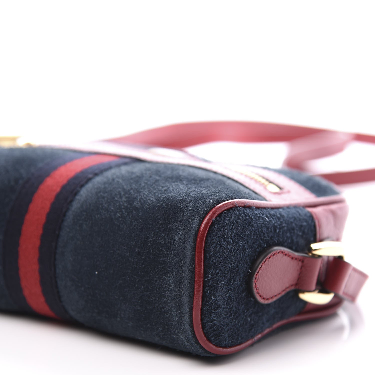 Gucci Suede Calfskin Web Mini Ophidia Shoulder Bag New Blue Romantic Cherry 8 of 12
