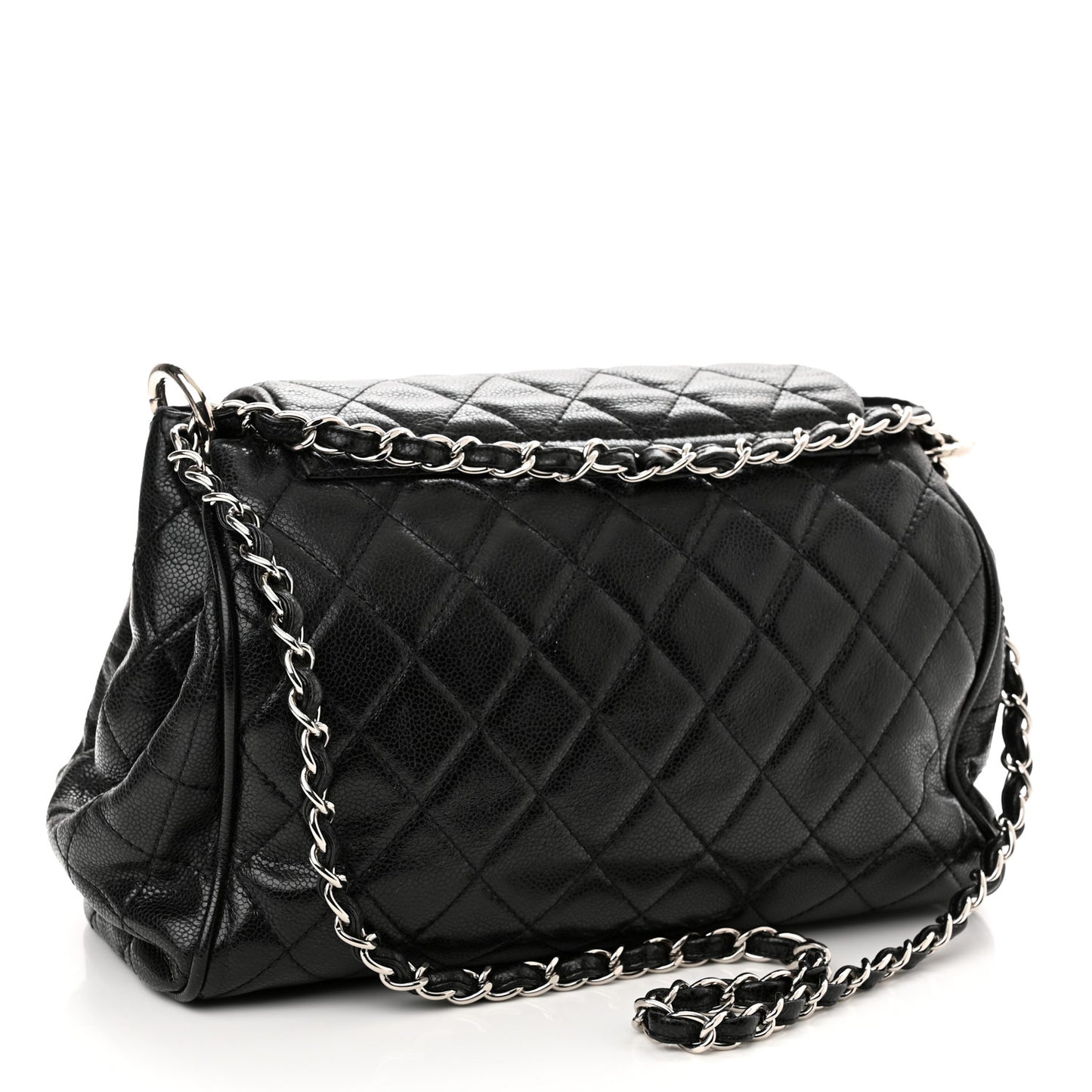 Caviar Quilted Timeless Accordion Flap Black