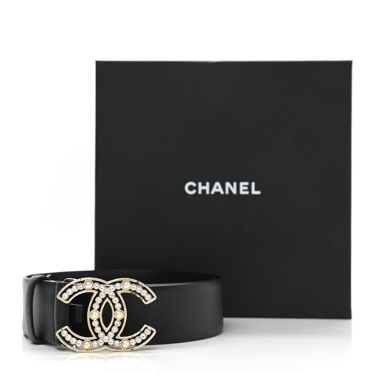 Chanel Pearl Crystal Sparkling Pearls CC Belt 80 32 Black 7 of 7