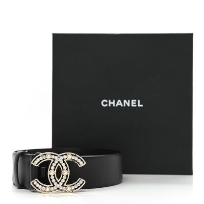 Chanel Pearl Crystal Sparkling Pearls CC Belt 80 32 Black 7 of 7