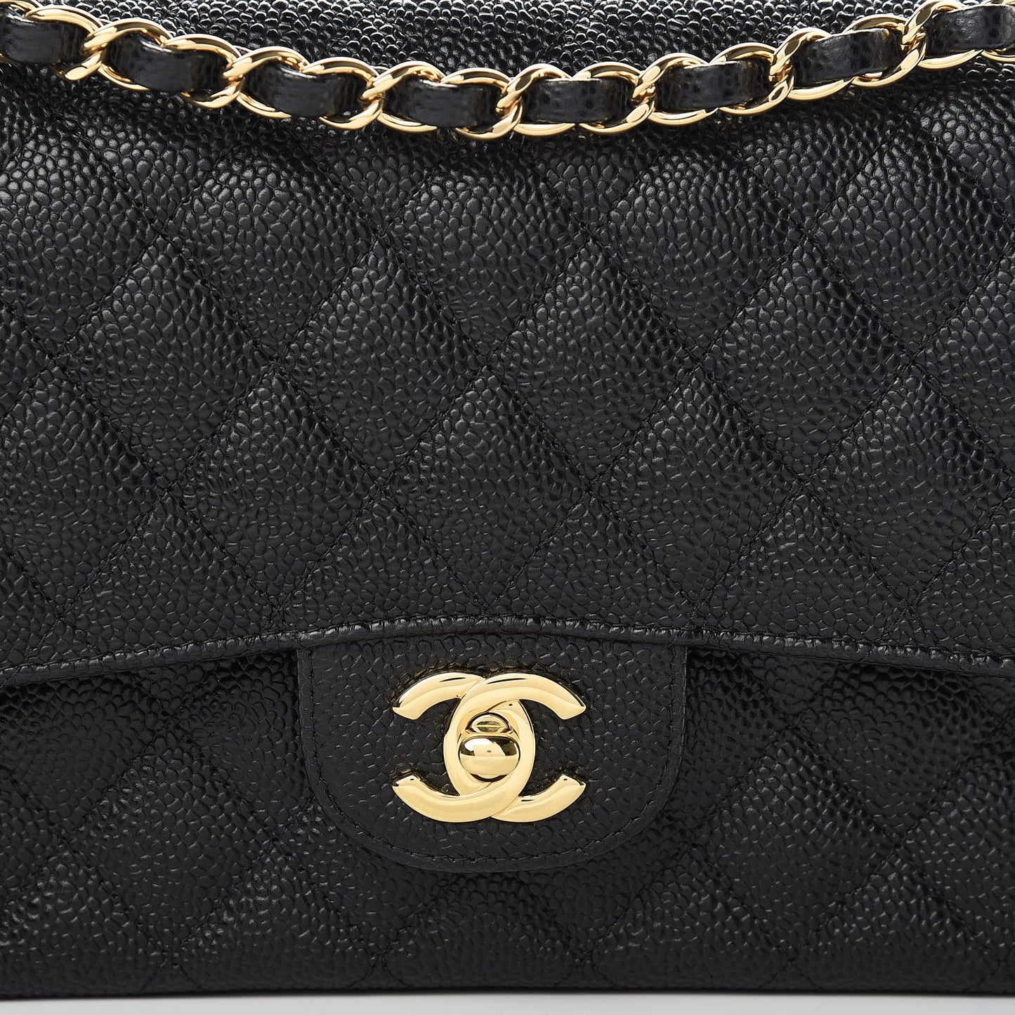 Caviar Quilted Medium Double Flap Black