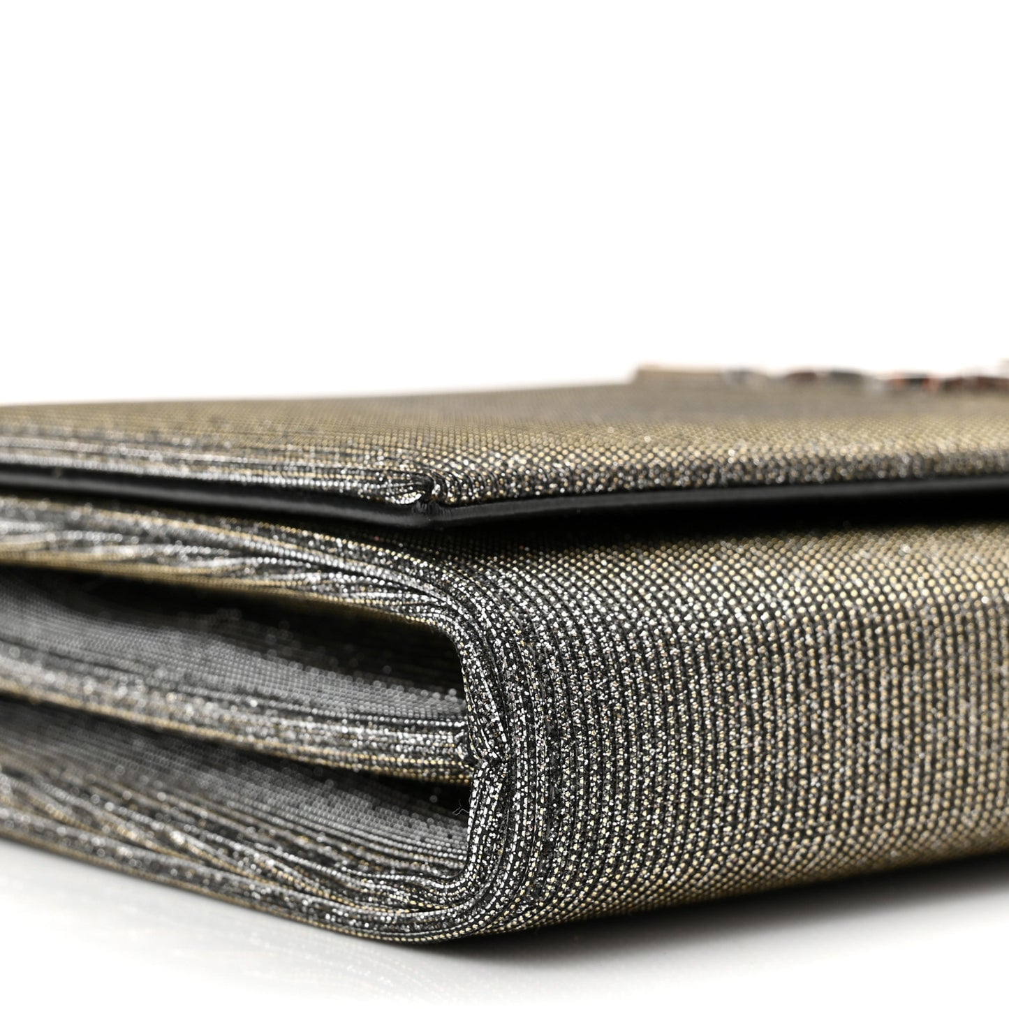 Grained Metallic Calfskin Monogram Chain Wallet