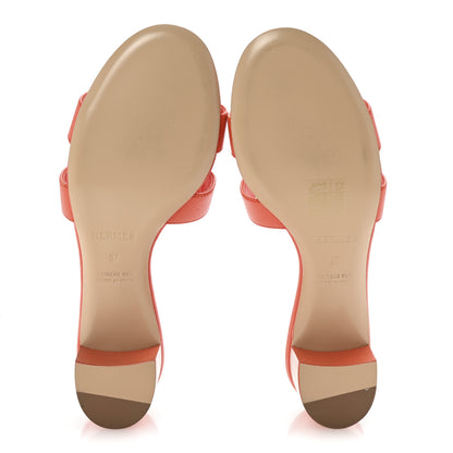 Hermes Epsom Oasis Sandals 37 Orange Poppy 6 of 10