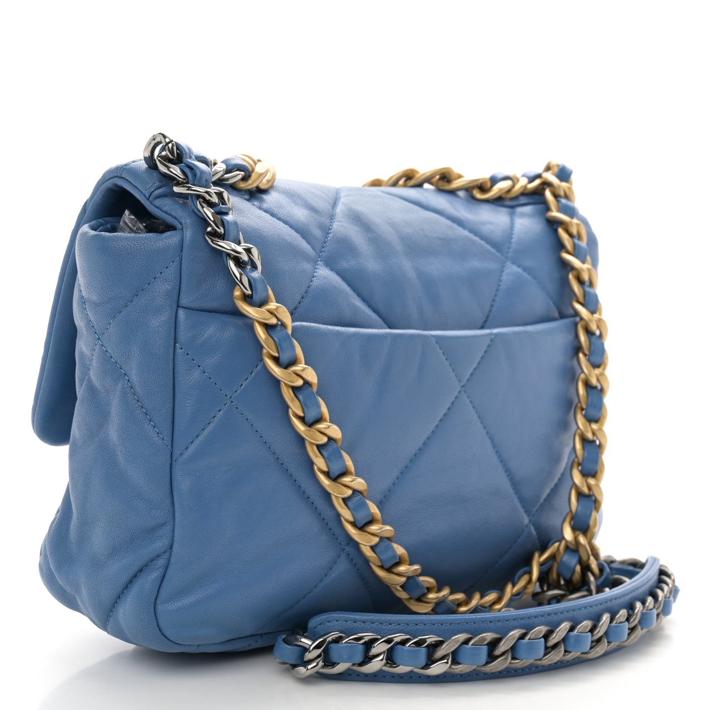 Goatskin Quilted Medium Chanel 19 Flap Blue