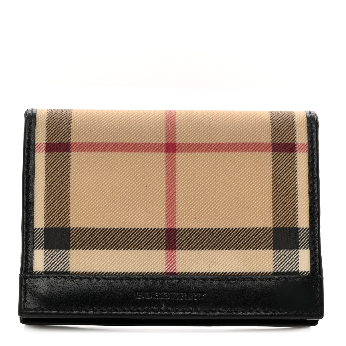 Calfskin House Check Card Case Black