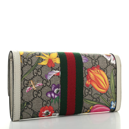 Gucci GG Supreme Monogram Flora Web Ophidia Continental Wallet White 3 of 7