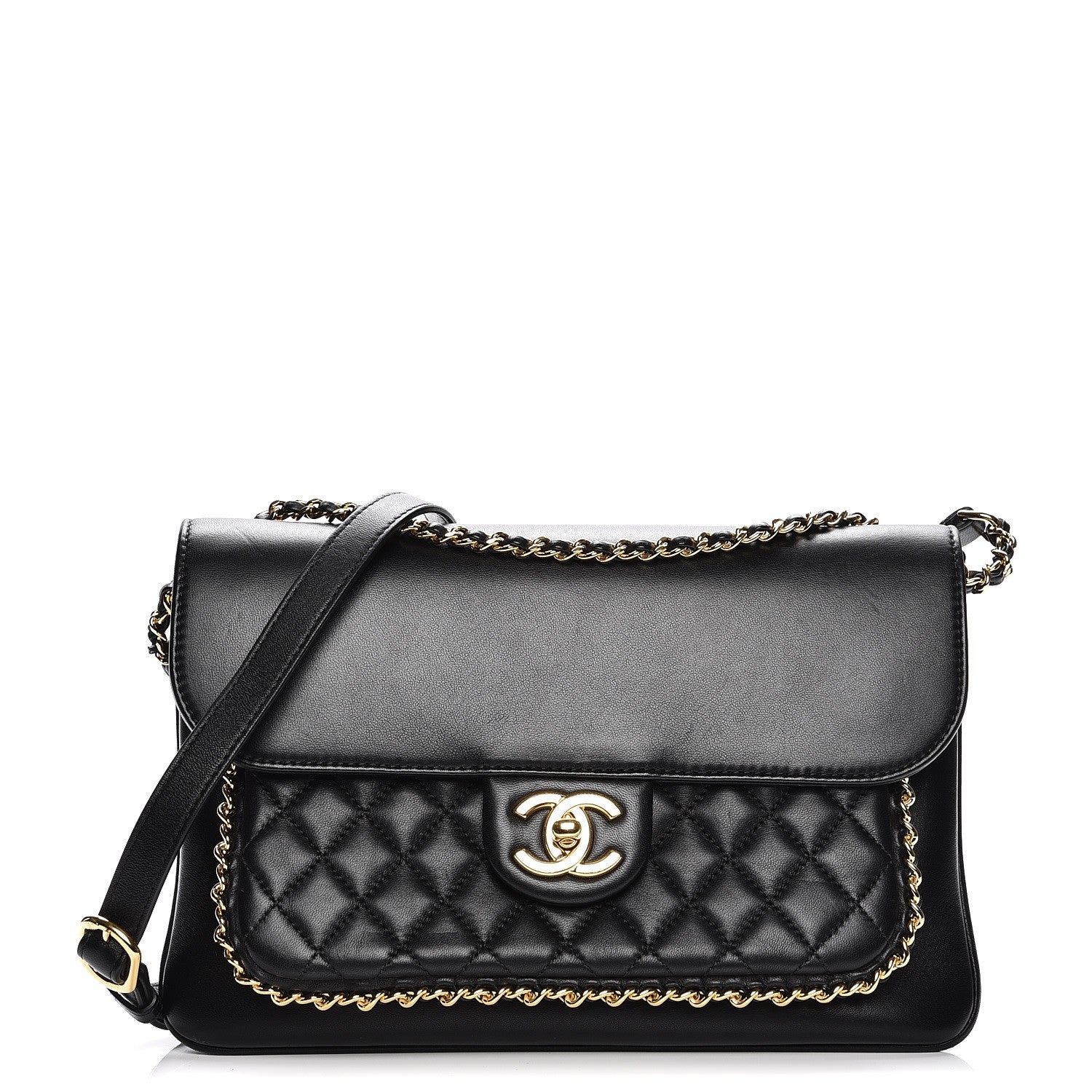Chanel Lambskin Quilted Large CC Unchained Crossbody Black 1 of 8