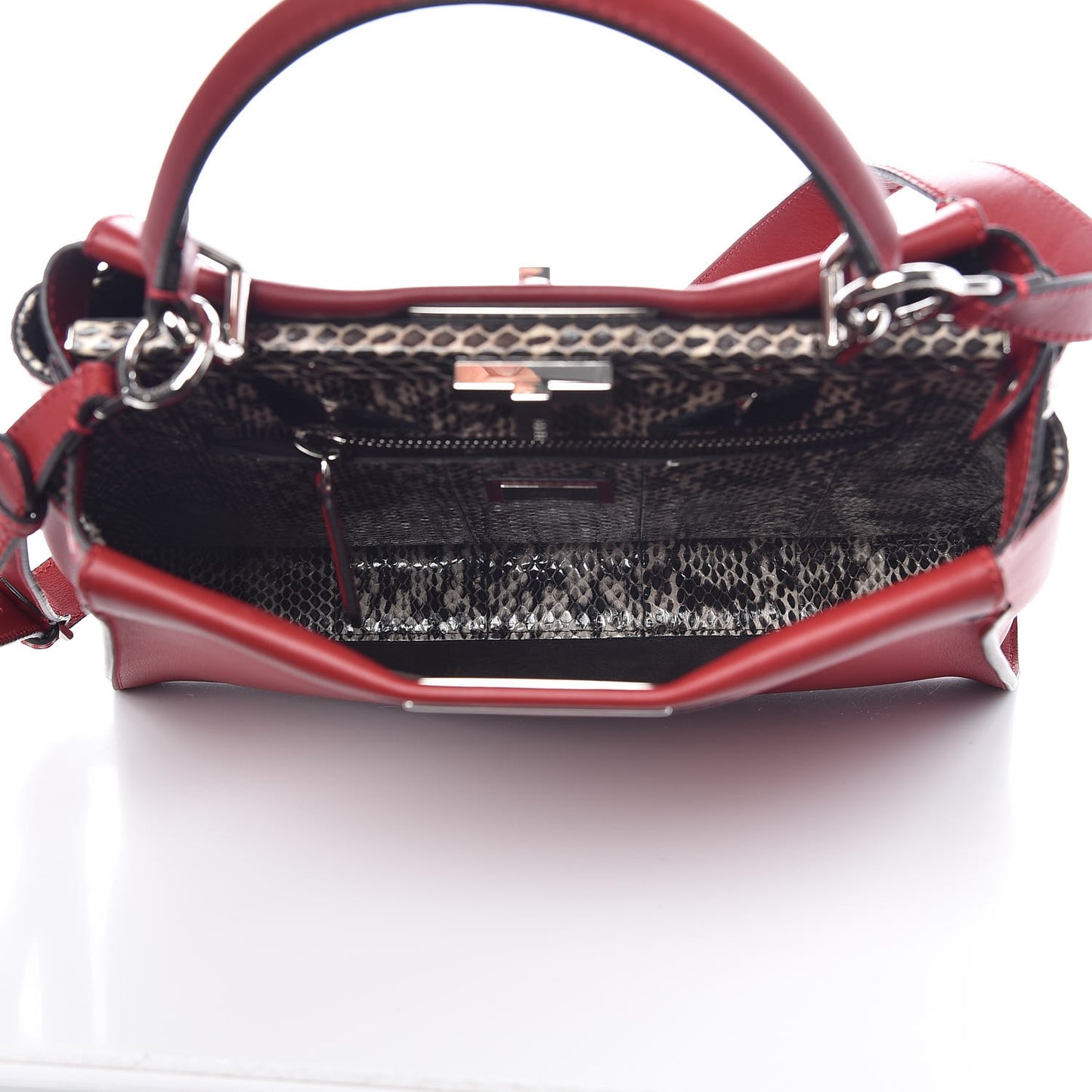 Vitello Seta Elaphe Crocodile Monster Eyes Medium Peekaboo Iconic Satchel Ribes Naturale
