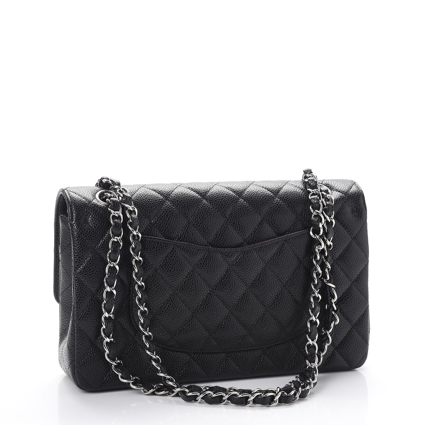 Caviar Quilted Medium Double Flap Black