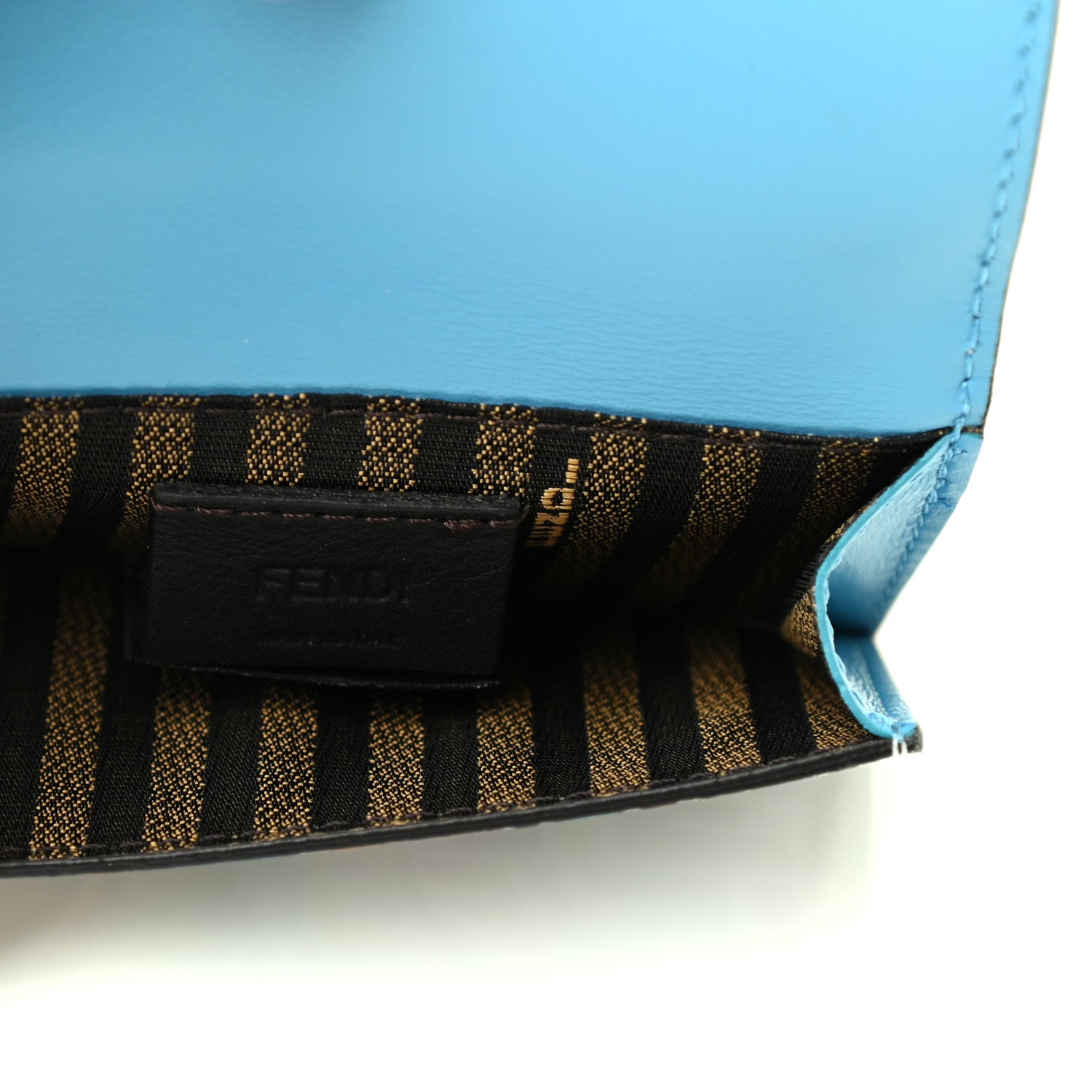 Fendi X SARAH COLEMAN Vitello Liberty Ceylon Micro FF Fish Eye Embossed Fold Over Card Holder Wallet Multicolor Cyber Blue 5 of 8