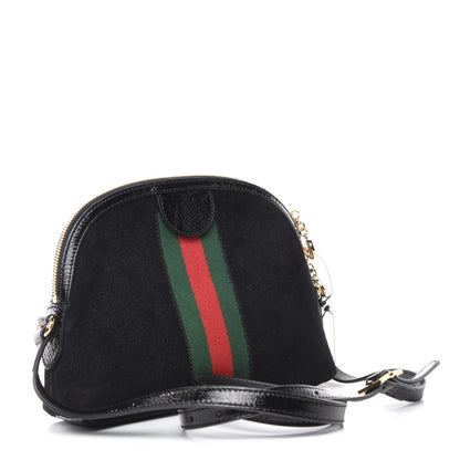 Gucci Suede Patent Web GG Small Ophidia Dome Shoulder Bag Black 3 of 11