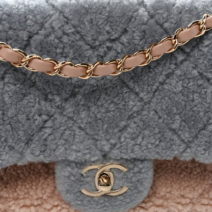 Chanel Shearling Sheepskin Single Flap Gray Pink Beige 8 of 11