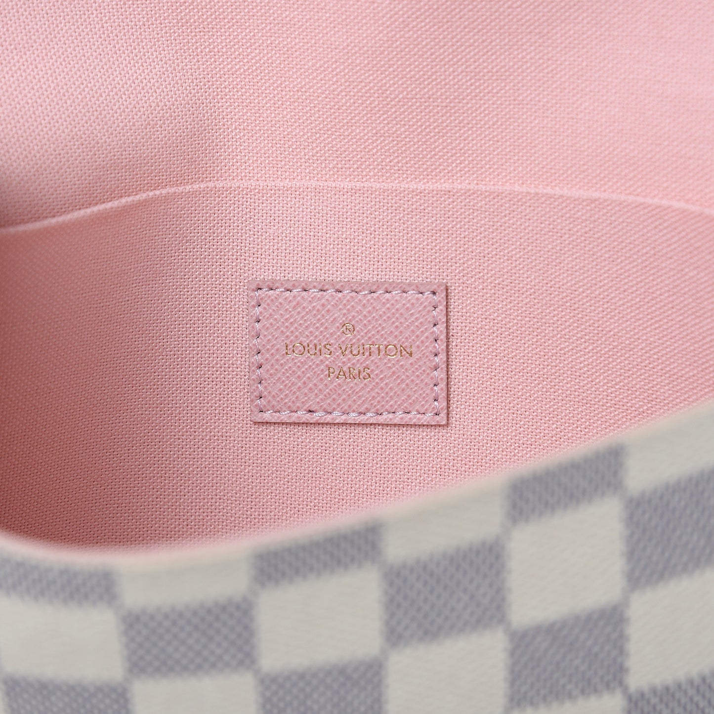 Damier Azur Pochette Felicie Chain Wallet Rose Ballerine