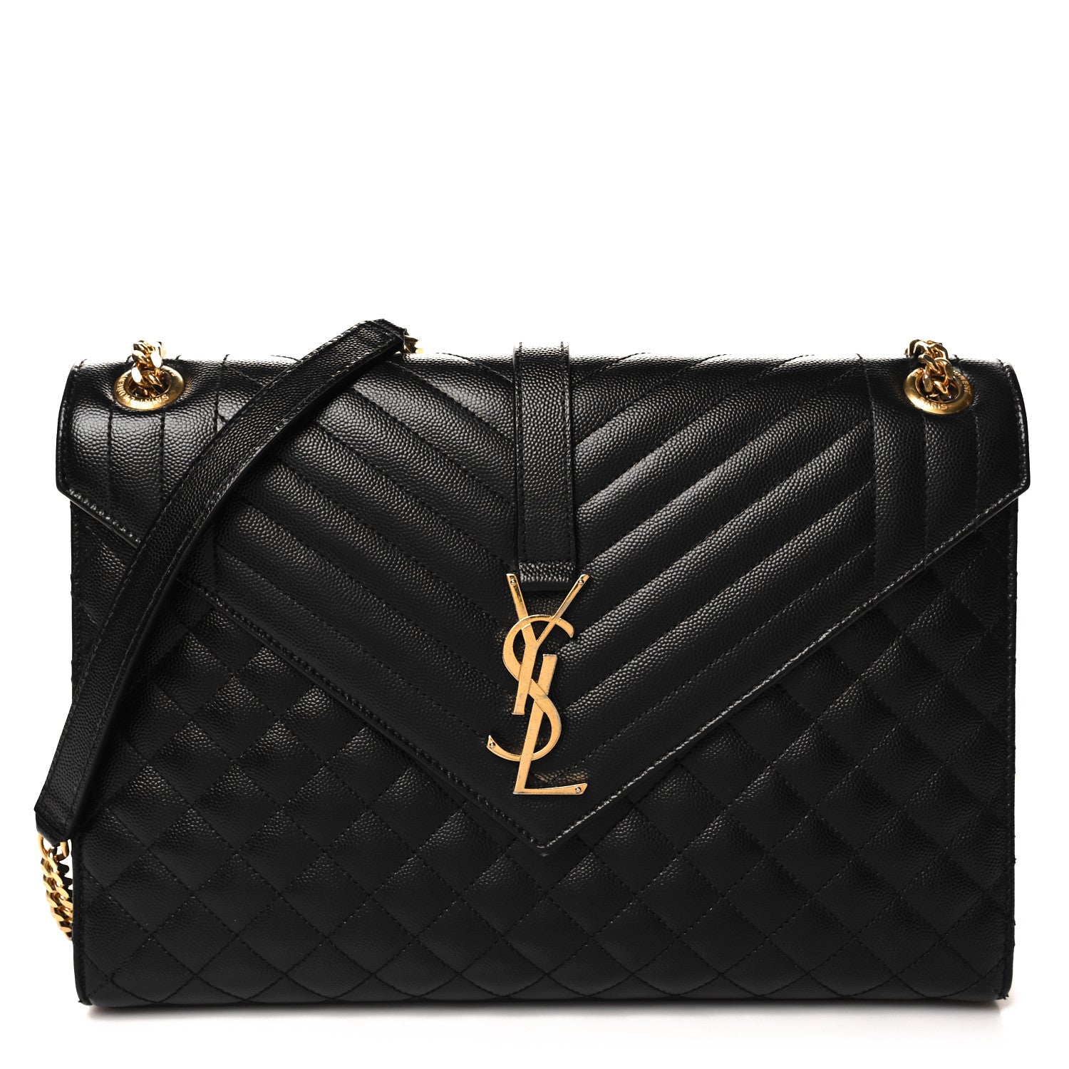 Saint Laurent Grain De Poudre Textured Mixed Matelasse Large Triquilt Monogram Satchel Black 1 of 12