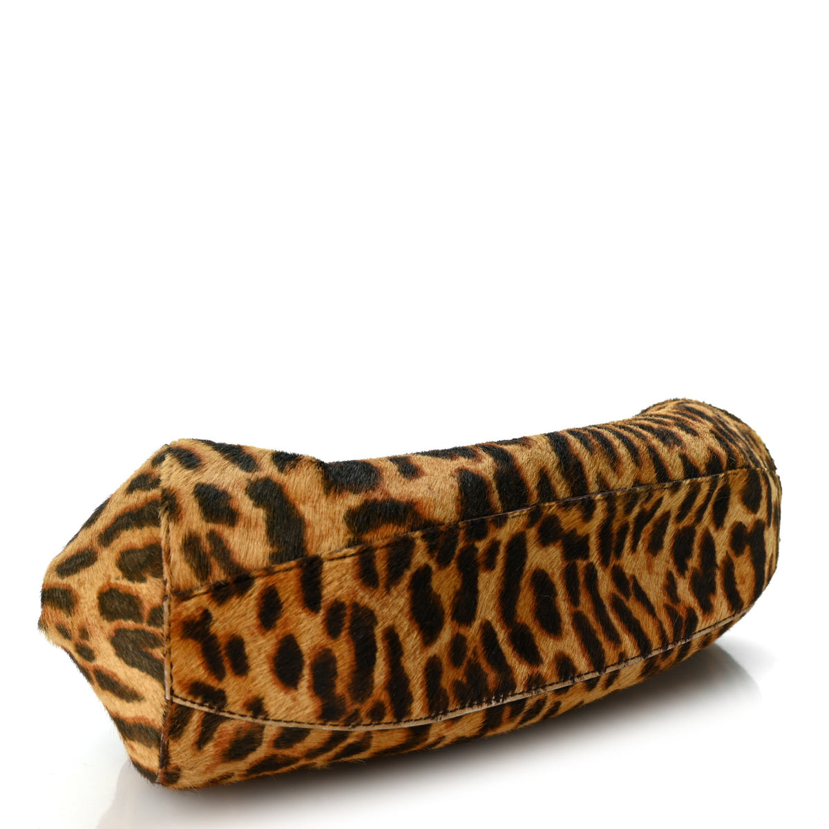 Pony Hair Leopard Print Diva Logo Shoulder Bag Red