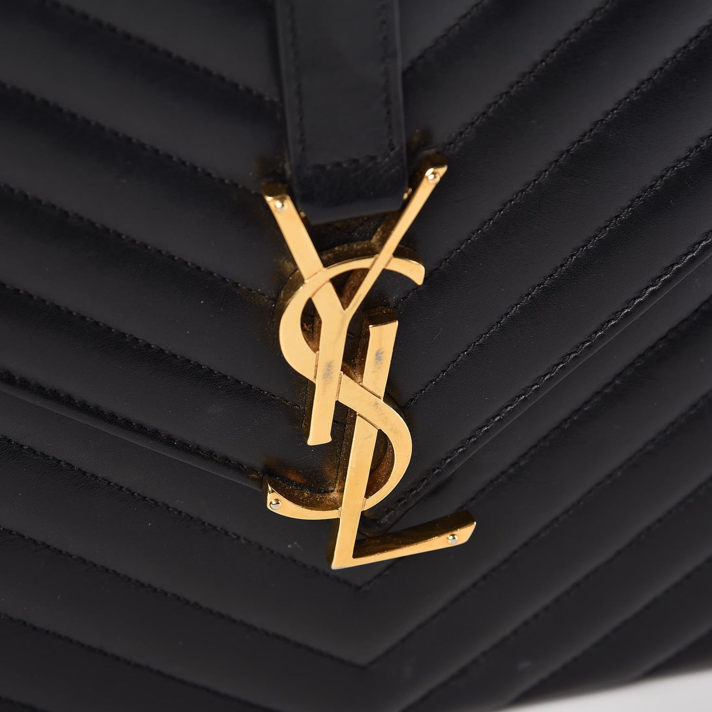 Smooth Calfskin Matelasse Chevron Large Monogram Satchel Black