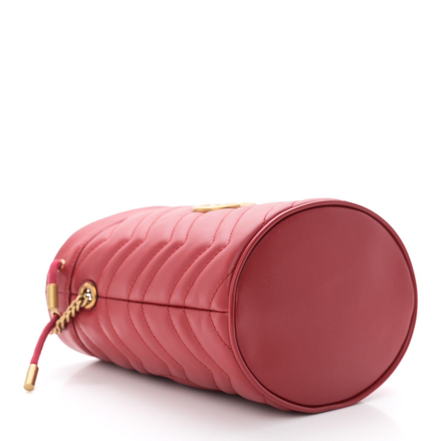 Calfskin Matelasse Mini GG Marmont 2.0 Bucket Bag Hibiscus Red
