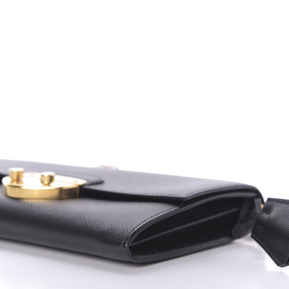 Prada Saffiano Lux Sound Wallet On Chain Black 6 of 7