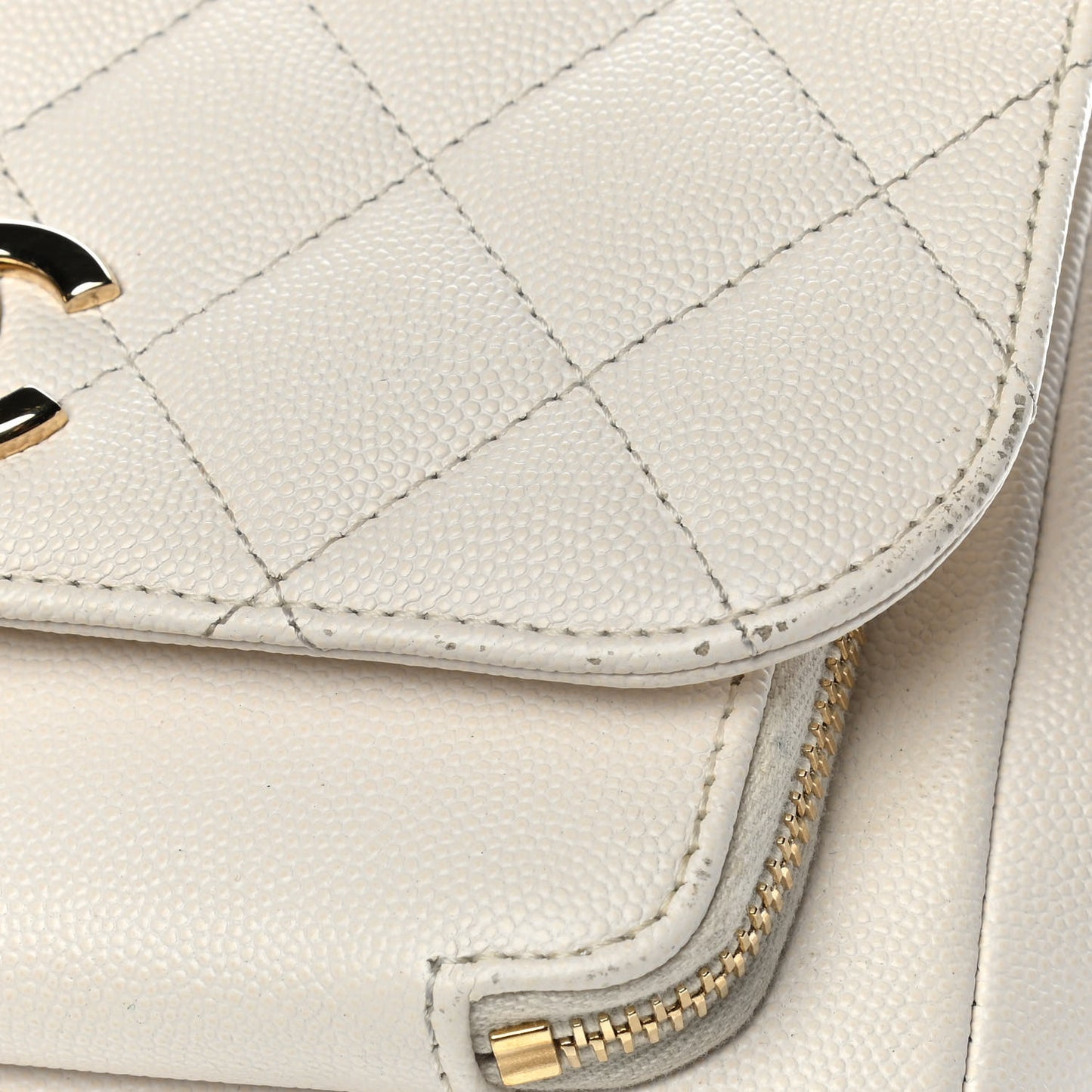 Caviar Quilted Small Business Affinity Flap Beige