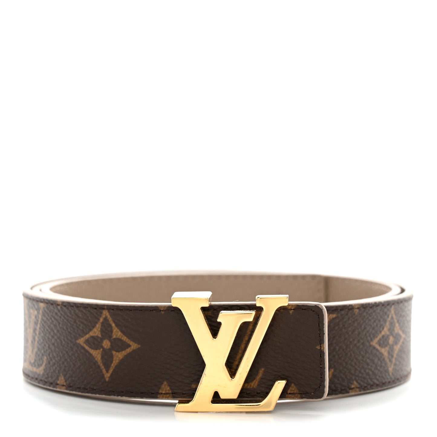 Calfskin Monogram 30mm LV Initiales Reversible Belt 90 36 Beige