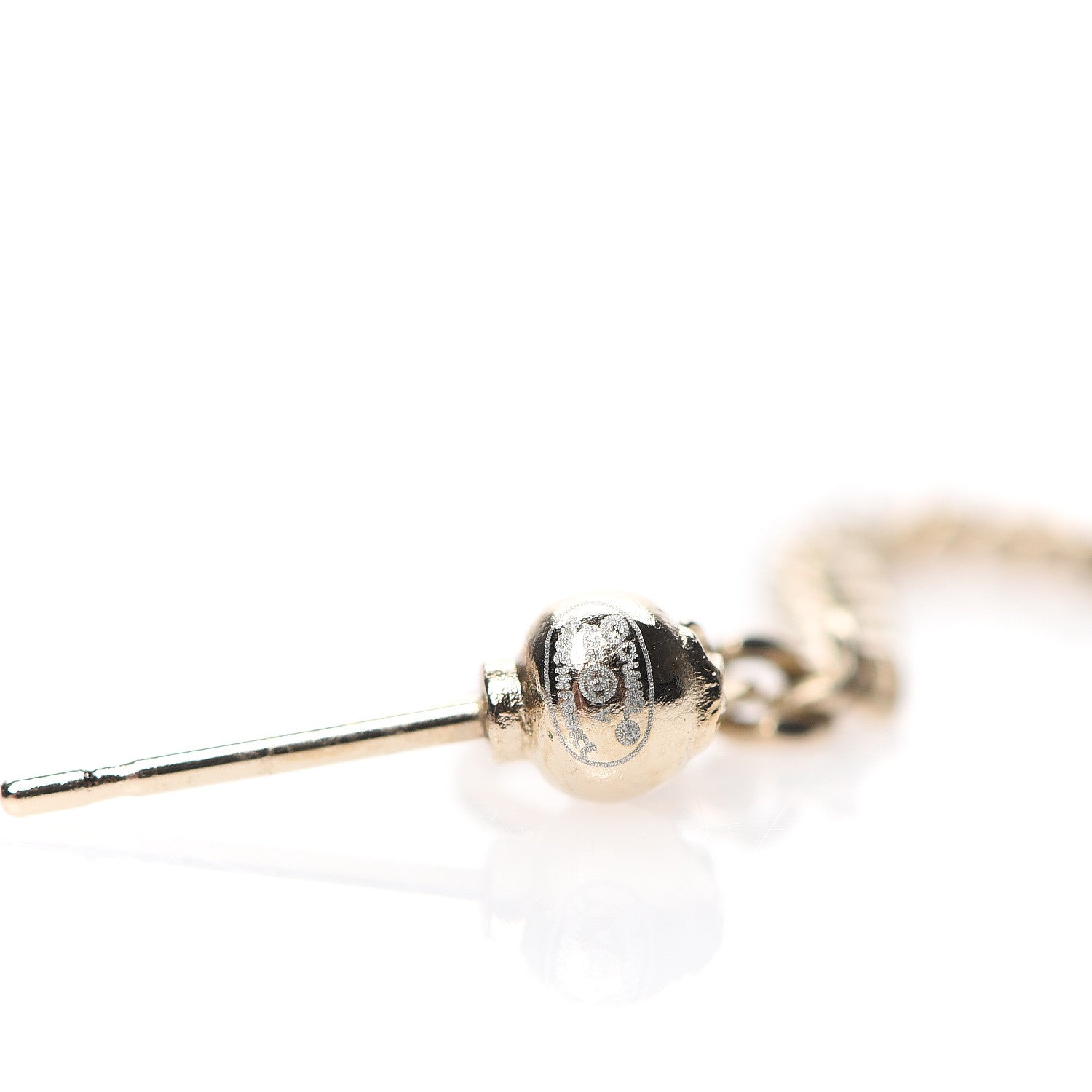 Chanel Crystal CC Drop Earrings Pink Grey Gold 4 of 5