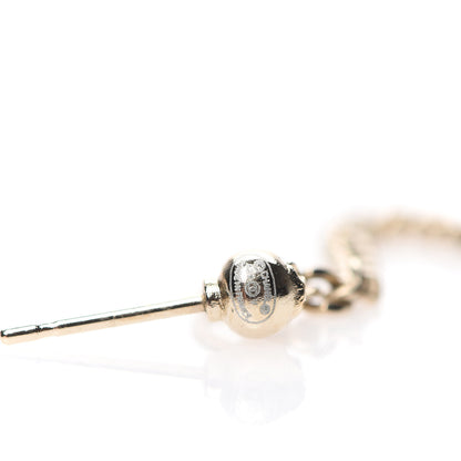 Chanel Crystal CC Drop Earrings Pink Grey Gold 4 of 5