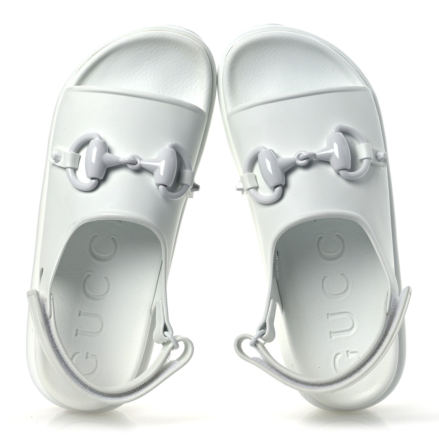 Gucci Soft Rubber Horsebit Touch Womens Strapped Sandals 38 Great White 2 of 11