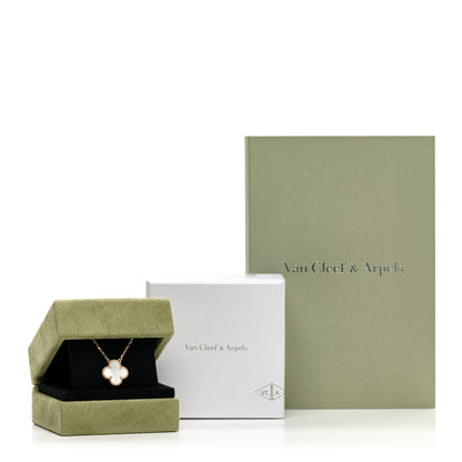 Van Cleef & Arpels 18K Yellow Gold Mother of Pearl Vintage Alhambra Pendant Necklace 3 of 6