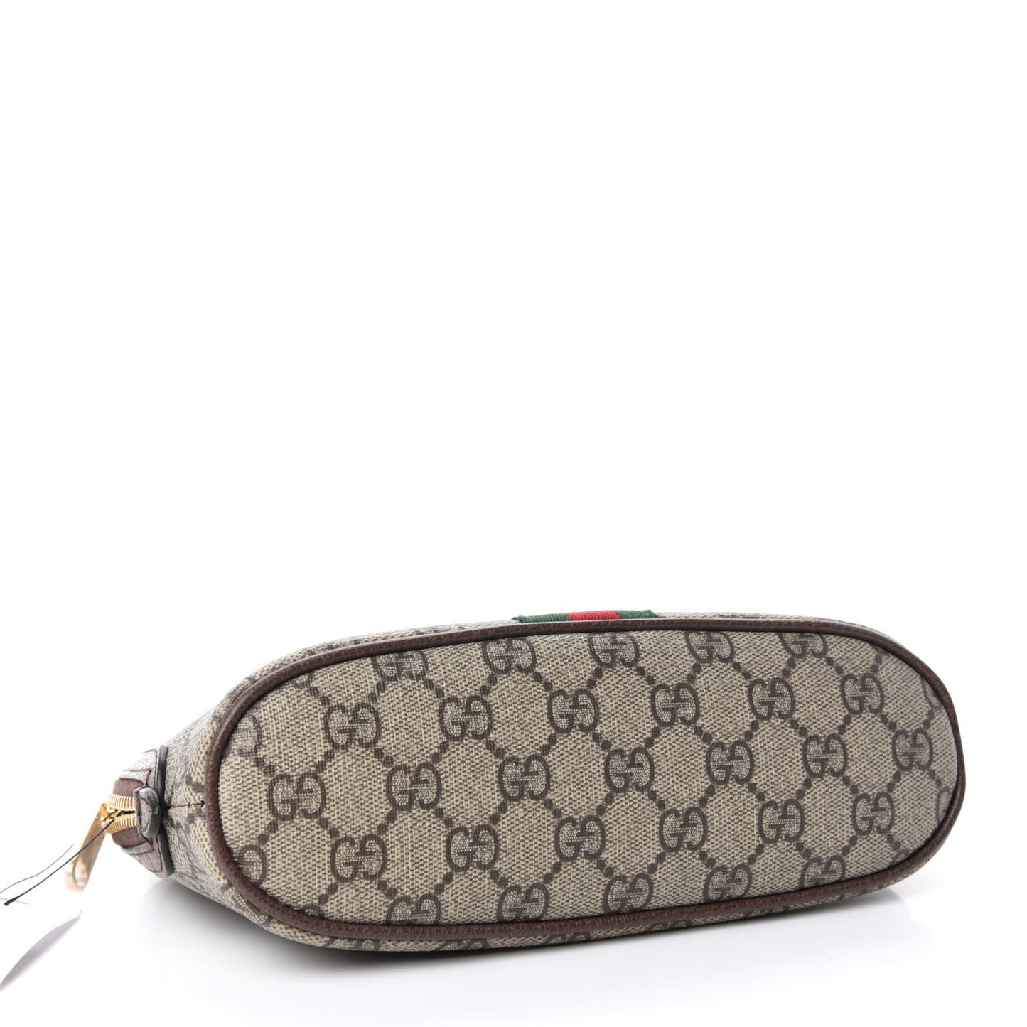 GG Supreme Monogram Textured Calfskin Web Large Ophidia Cosmetic Case Beige Ebony New Acero