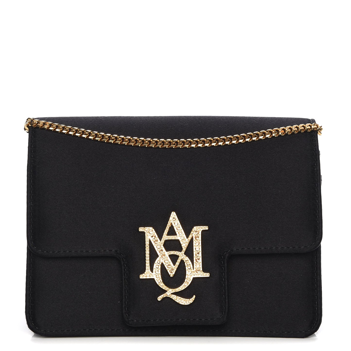 Satin Mini Insignia Flap Black