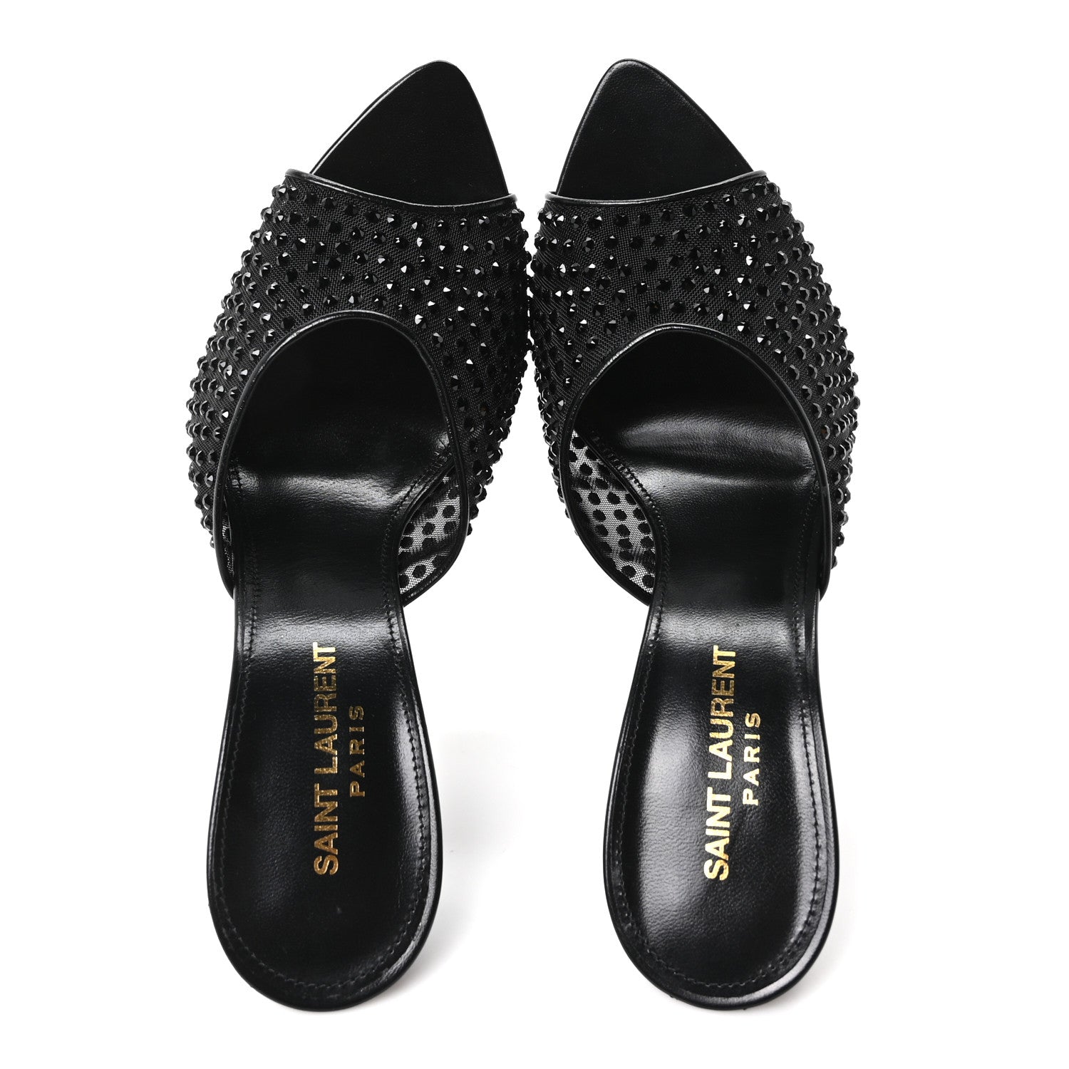 Saint Laurent Tulle Strass Gippy 110 Mule Sandals 38 Black 2 of 9