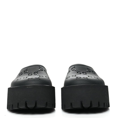 Gucci Rubber GG Monogram Perforated Elea Platform 55mm Lug Sole Sandals 39 Black 2 of 9