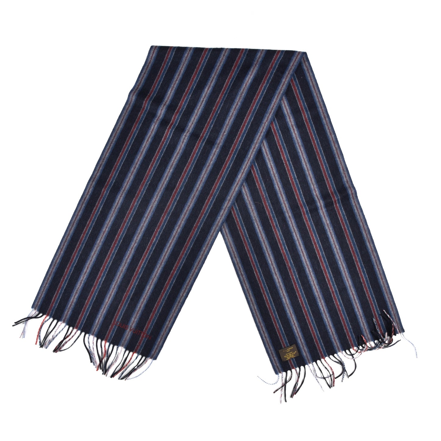 Cashmere Striped Scarf Navy