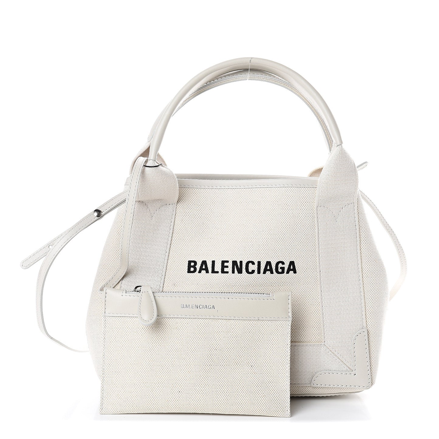 Cotton Canvas Calfskin Navy Cabas XS Off White