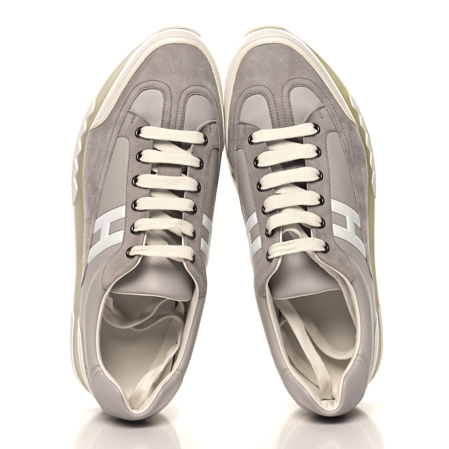 Hermes Suede Goatskin Mens Trail Sneakers 44.5 Gris White 2 of 9