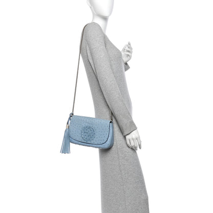 Gucci Ostrich Medium Soho Flap Crossbody Blue 2 of 11