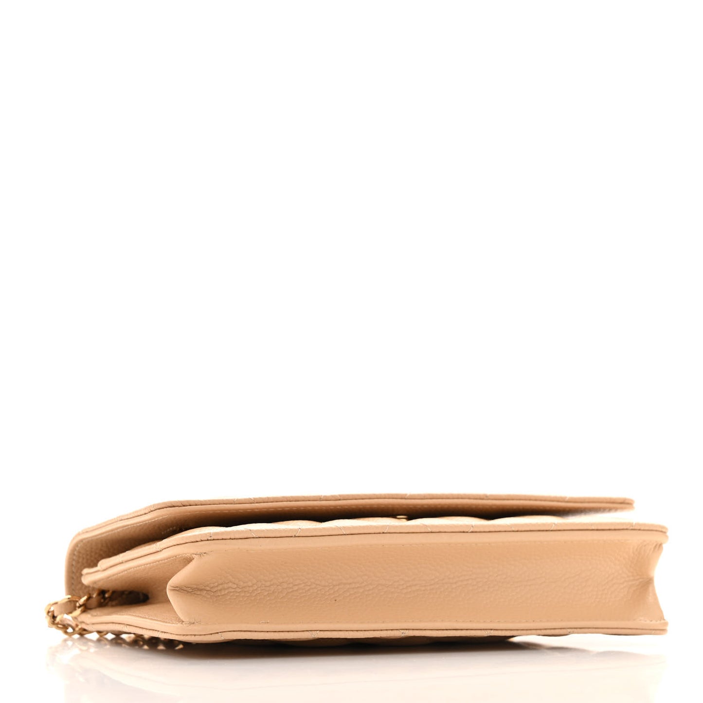 Caviar Quilted Wallet on Chain WOC Beige