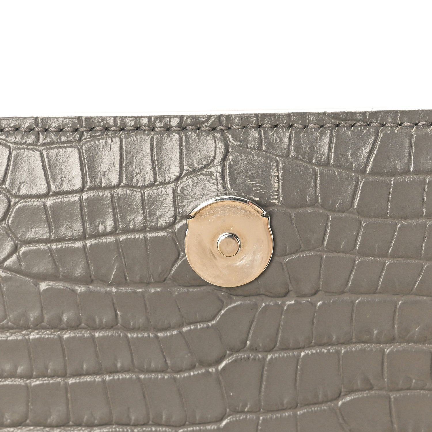 Saint Laurent Calfskin Crocodile Embossed Medium Monogram Sunset  Fog 10 of 11