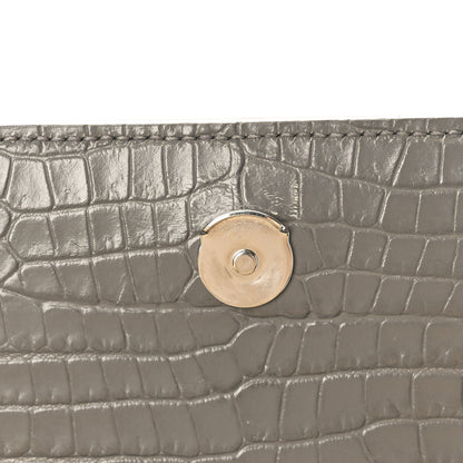 Saint Laurent Calfskin Crocodile Embossed Medium Monogram Sunset  Fog 10 of 11